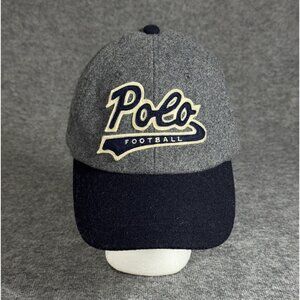 Polo Ralph Lauren Hat Gray Wool Football Cap Hat Strap Back